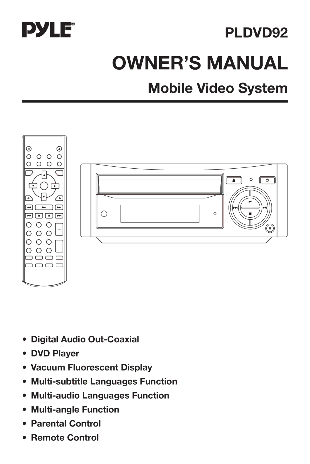 PYLE Audio PLDVD92 owner manual 