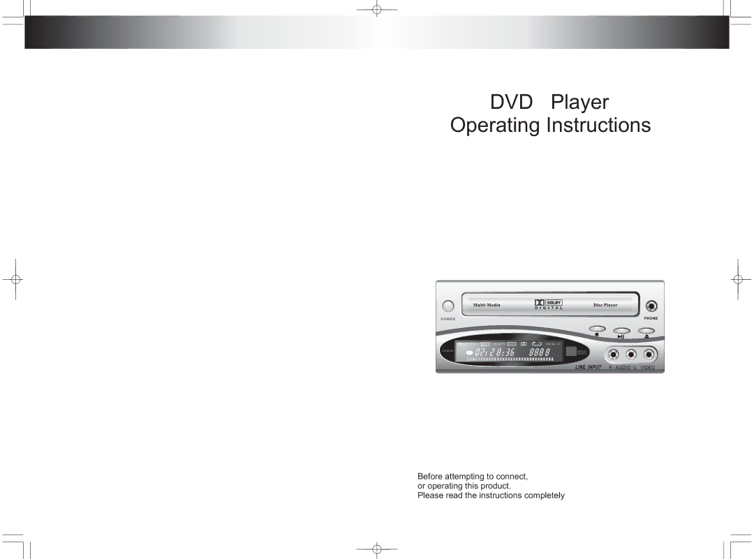 PYLE Audio PLDVD97N operating instructions DVD Player Operating Instructions 