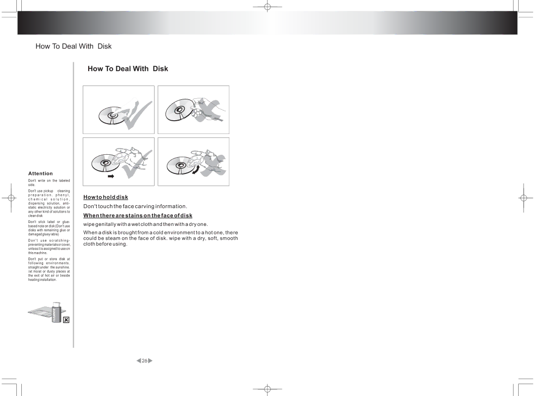 PYLE Audio PLDVD97N operating instructions How To Deal With Disk, How to hold disk, Dont touch the face carving information 
