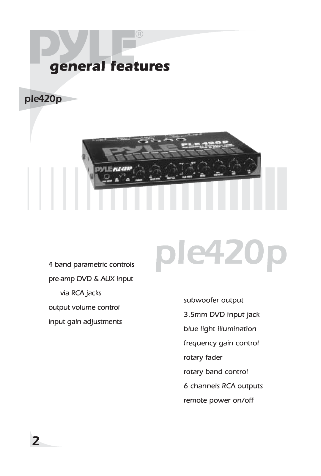 PYLE Audio ple420p owner manual general features 