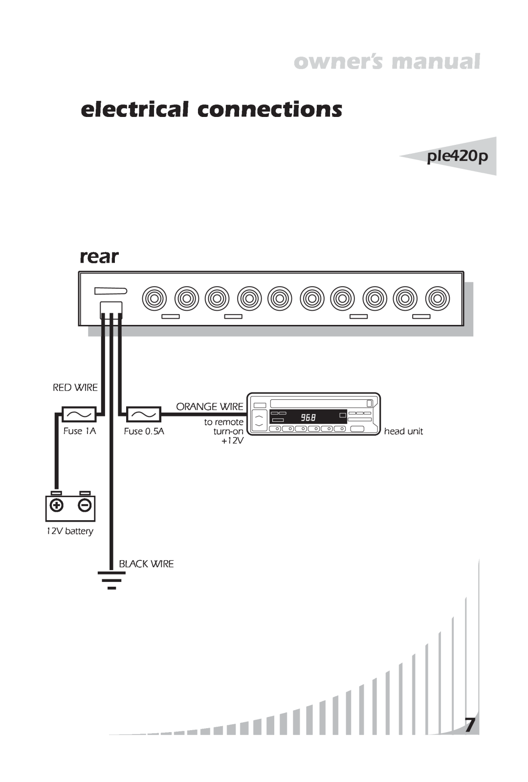 PYLE Audio ple420p owner manual electrical connections, rear 