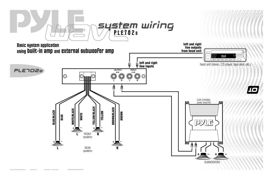 PYLE Audio PLE755S, PLE702B user manual System wiring, E 7 0 2 B 