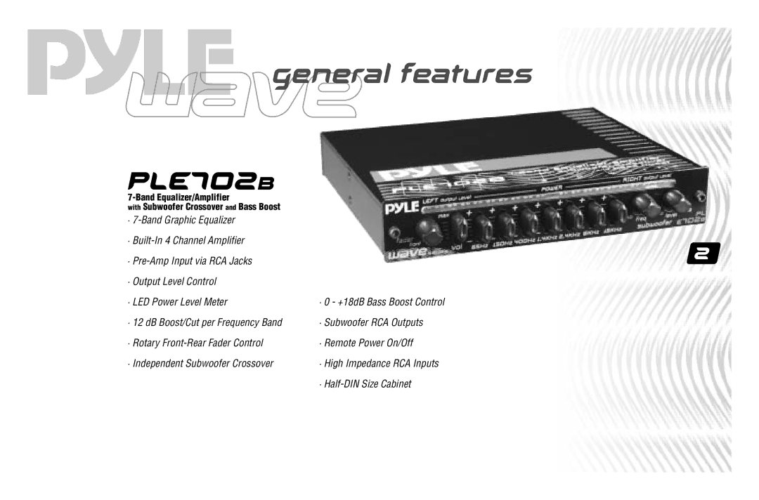 PYLE Audio PLE755S user manual PLE702B, General features 