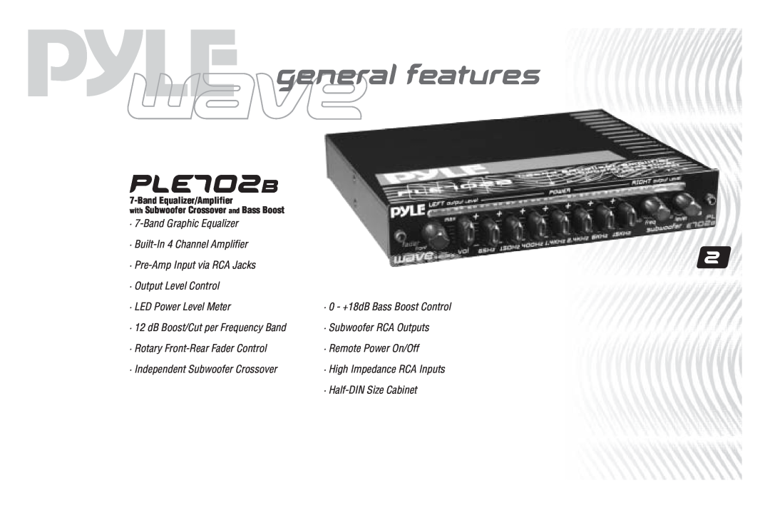 PYLE Audio PLE755S user manual PLE702B, general features 