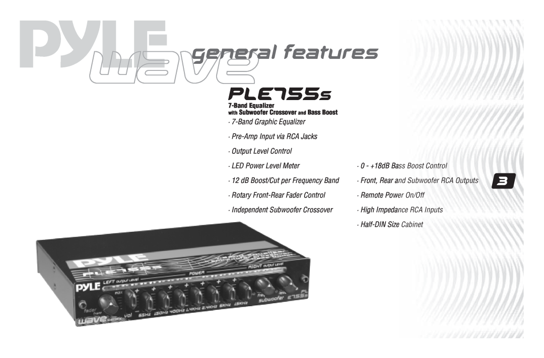 PYLE Audio PLE702B, PLE755S user manual PLE755s, general features, BandEqualizer 