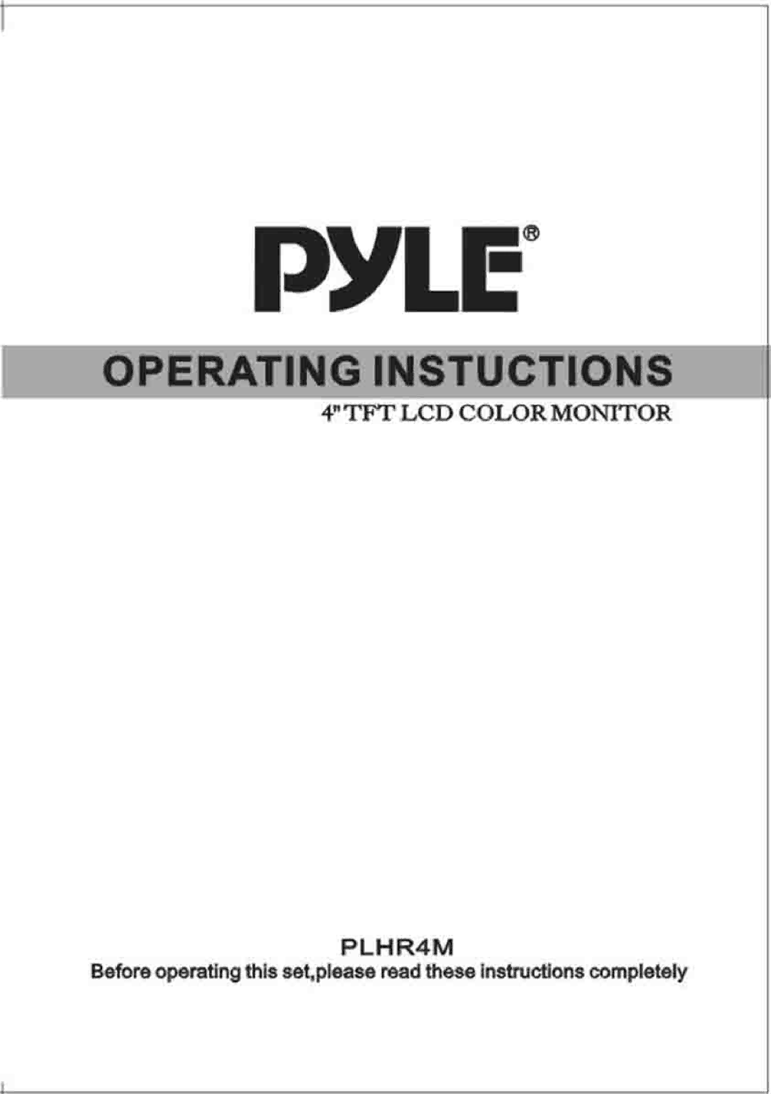 PYLE Audio PLHR4M manual 