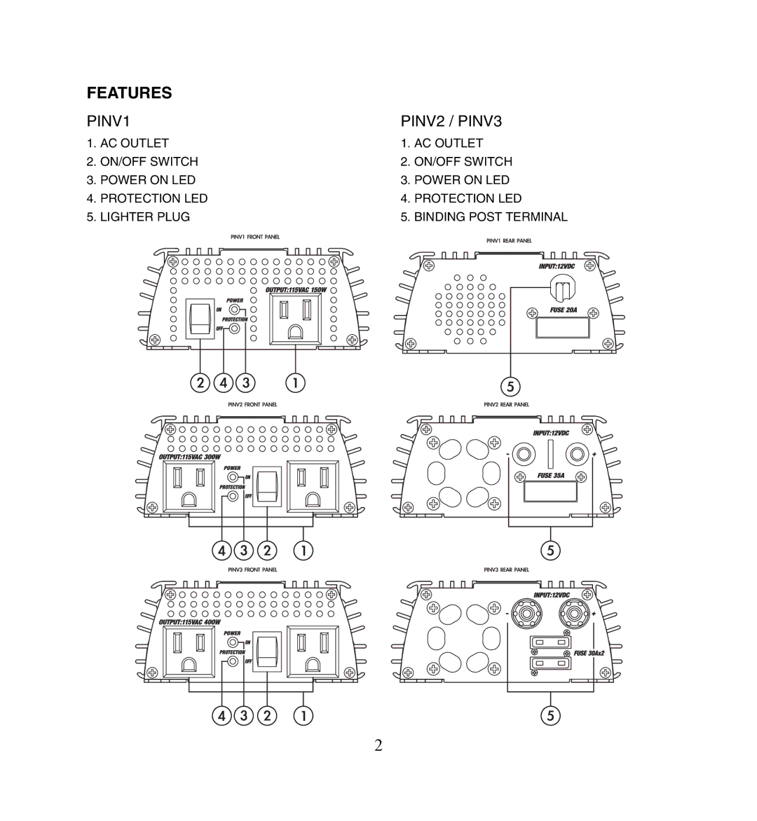 PYLE Audio PLINV1, PLINV2, PLINV3 owner manual Features 