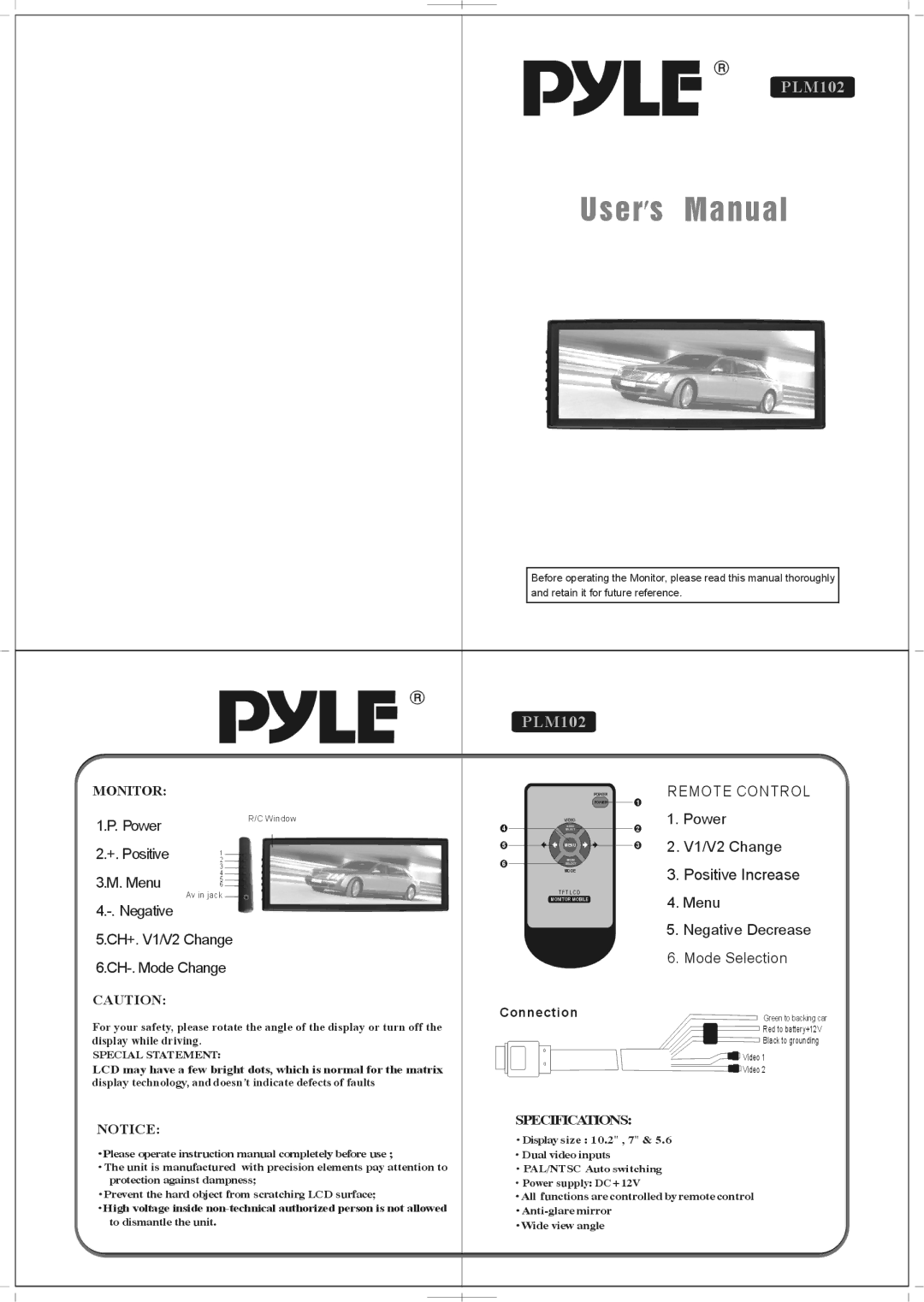 PYLE Audio PLM102 manual 