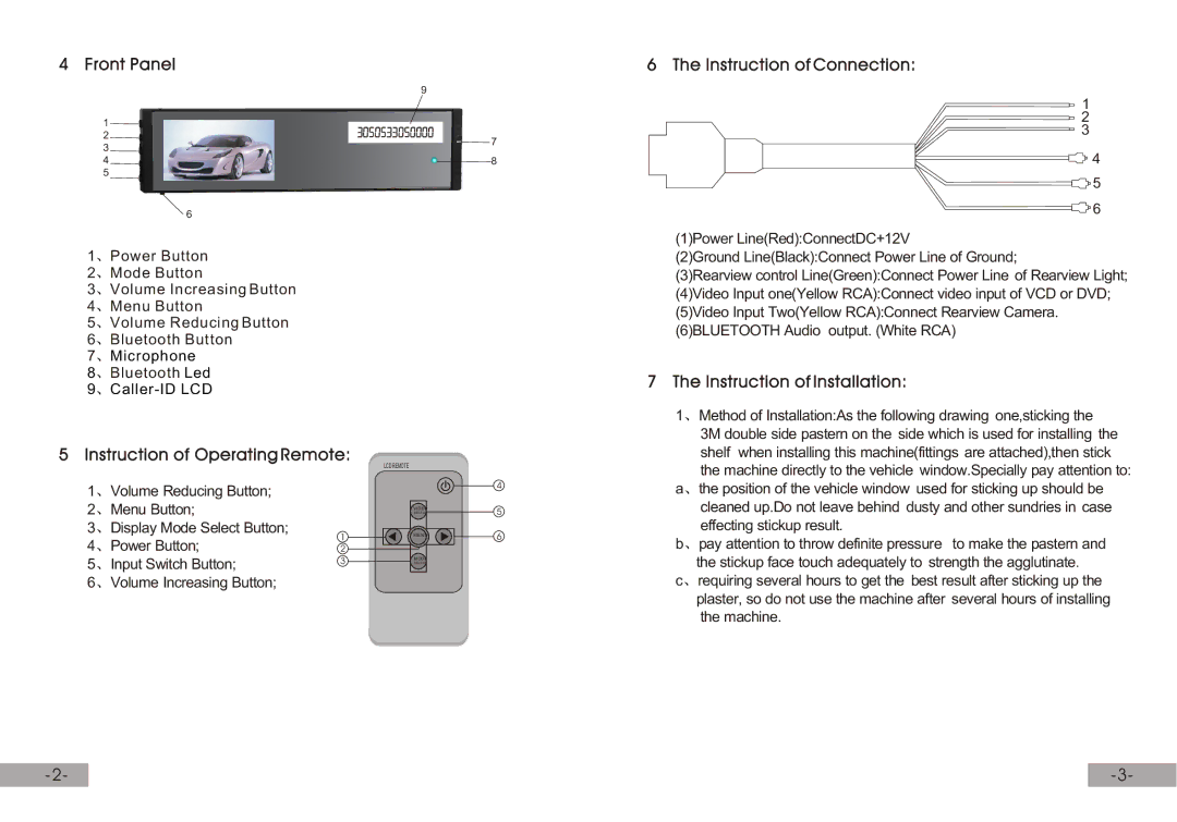 PYLE Audio PLM4135BT ¡¢The Instruction of Connection, ¡¢Instruction of Operating Remote, ¡¢The Instruction of Installation 