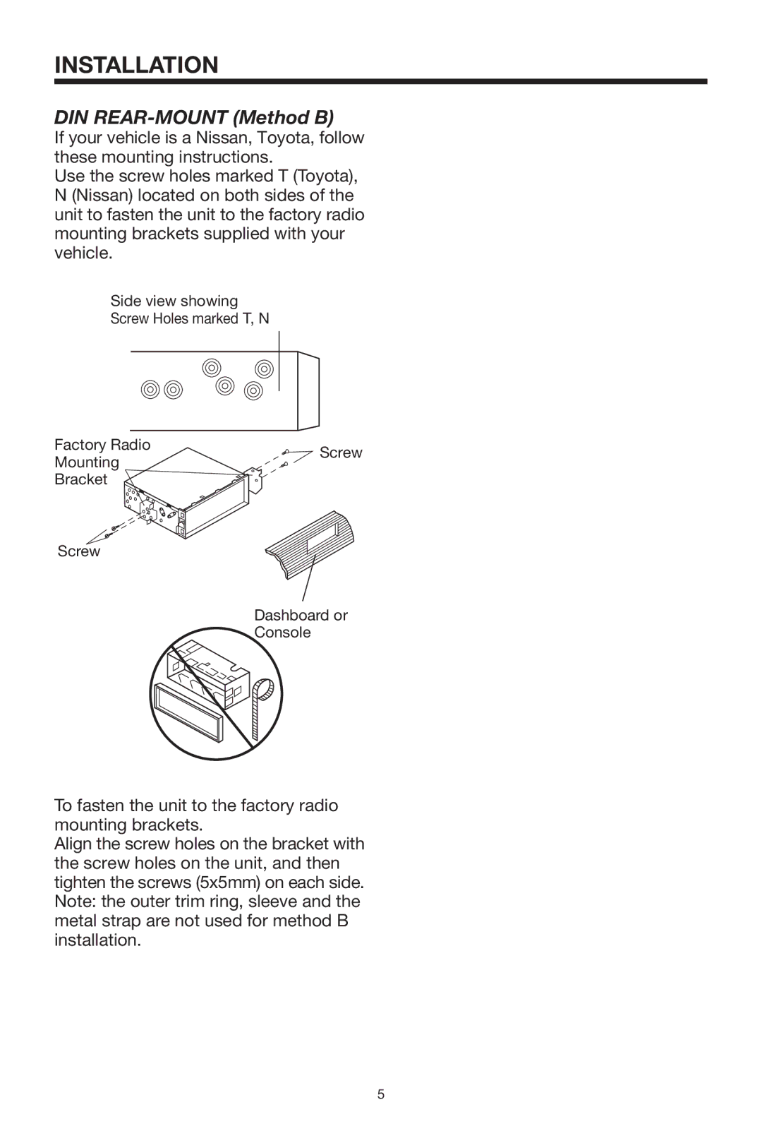 PYLE Audio PLMR18 owner manual DIN REAR-MOUNT Method B 