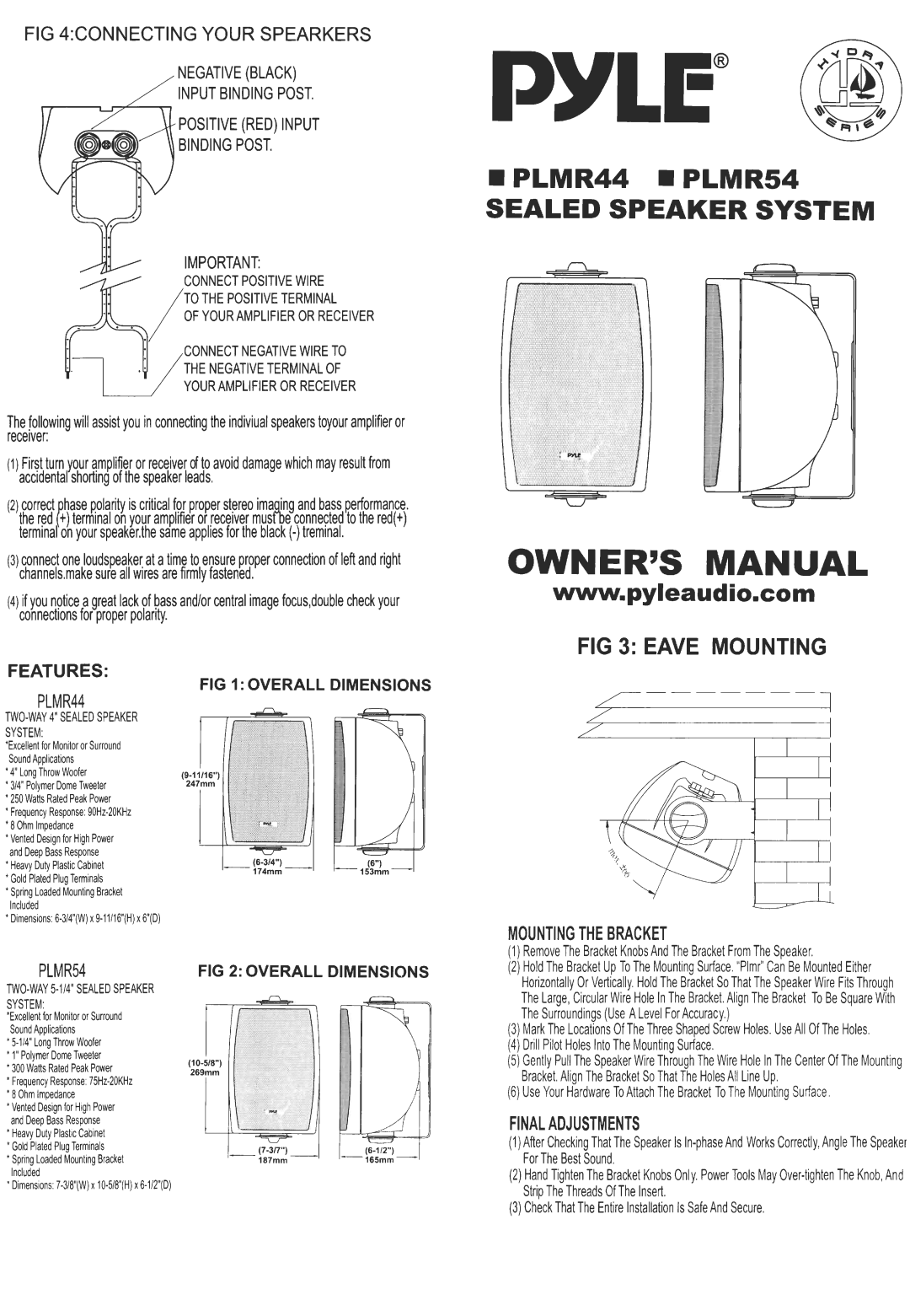 PYLE Audio PLMR54, PLMR44 manual 