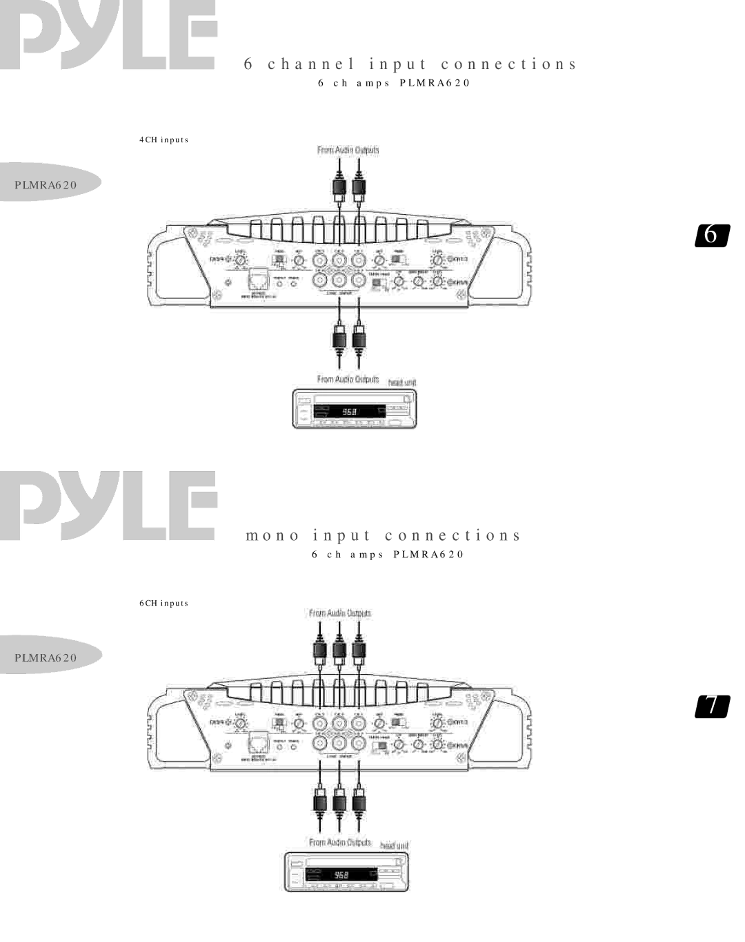 PYLE Audio PLMRA620 warranty N o i n p u t c o n n e c t i o n s 