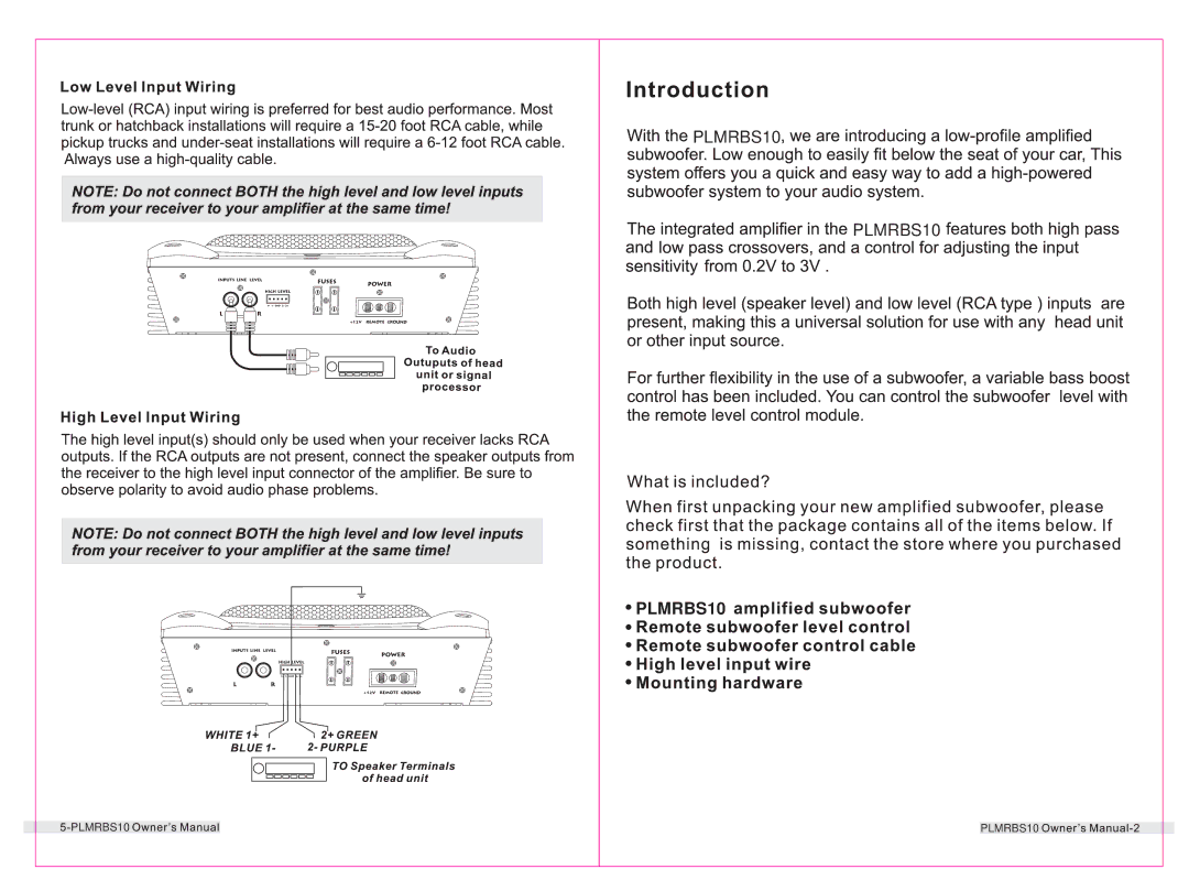 PYLE Audio PLMRBS10 owner manual 