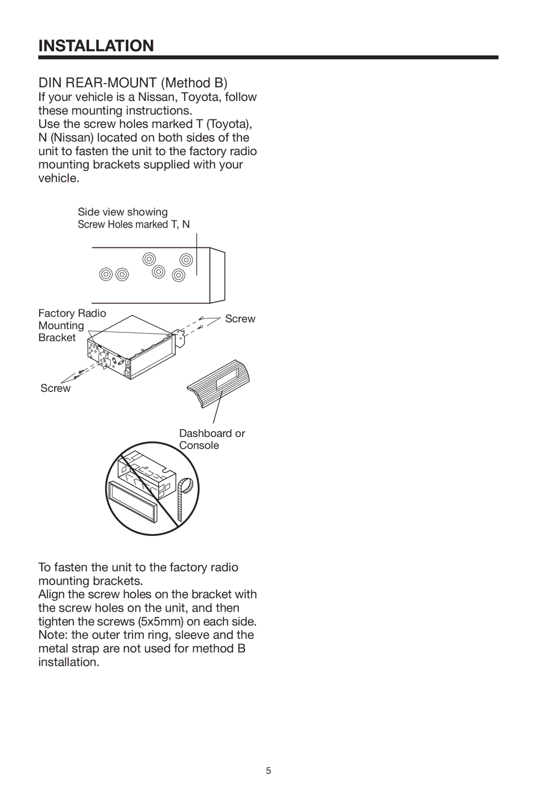 PYLE Audio PLMRKT32 owner manual DIN REAR-MOUNT Method B 