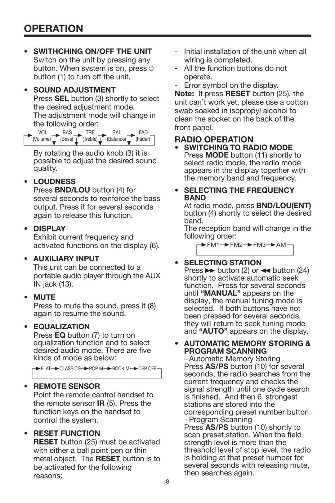 PYLE Audio PLMRKT32 owner manual Radio Operation 