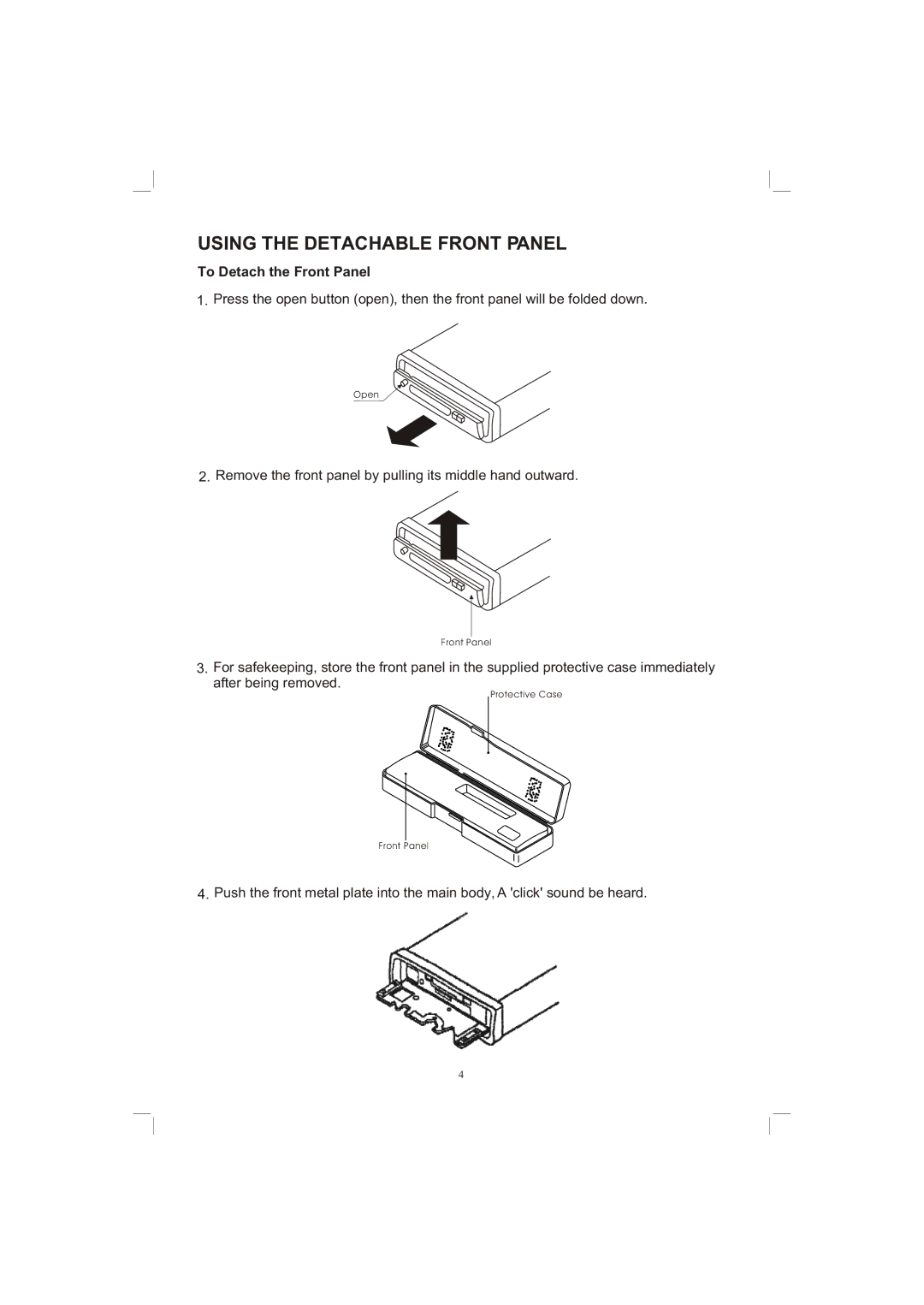 PYLE Audio PLPK65TVD owner manual Using the Detachable Front Panel 