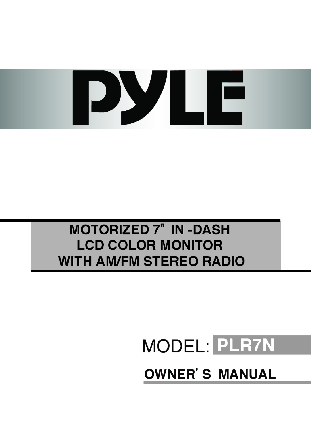 PYLE Audio manual Model PLR7N 