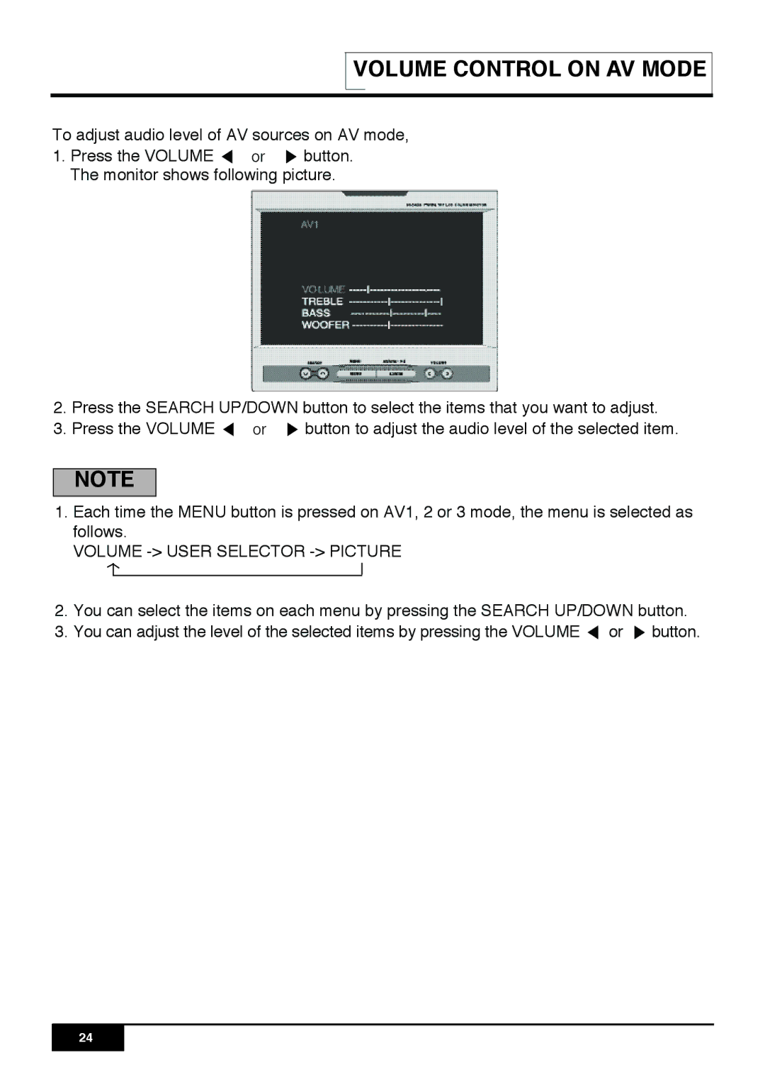 PYLE Audio PLR7N manual Volume Control on AV Mode 