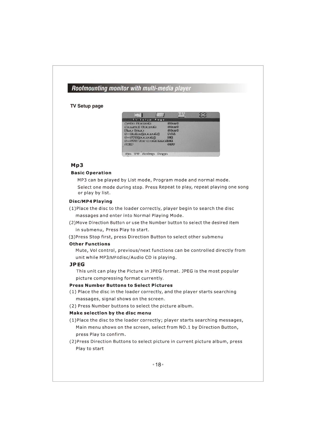 PYLE Audio PLRD92 user manual TV Setup 