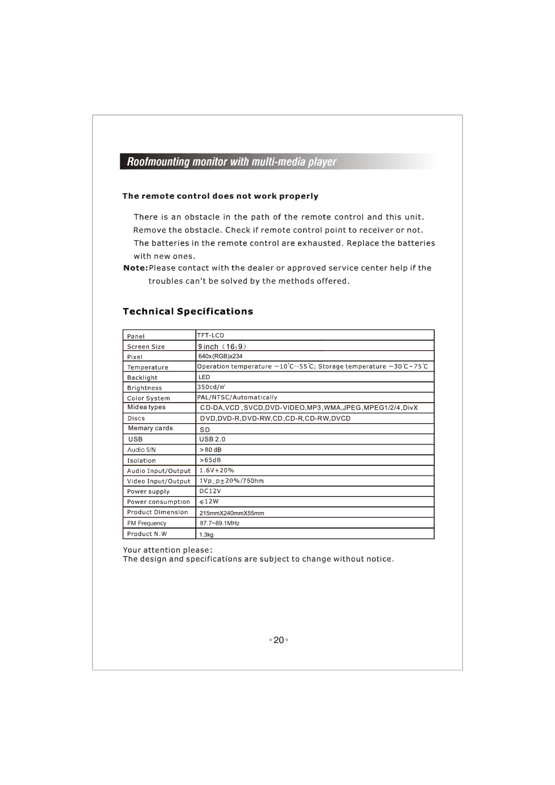 PYLE Audio PLRD92 user manual FM Frequency 