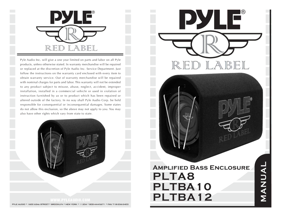 PYLE Audio warranty PLTA8 PLTBA10 PLTBA12 