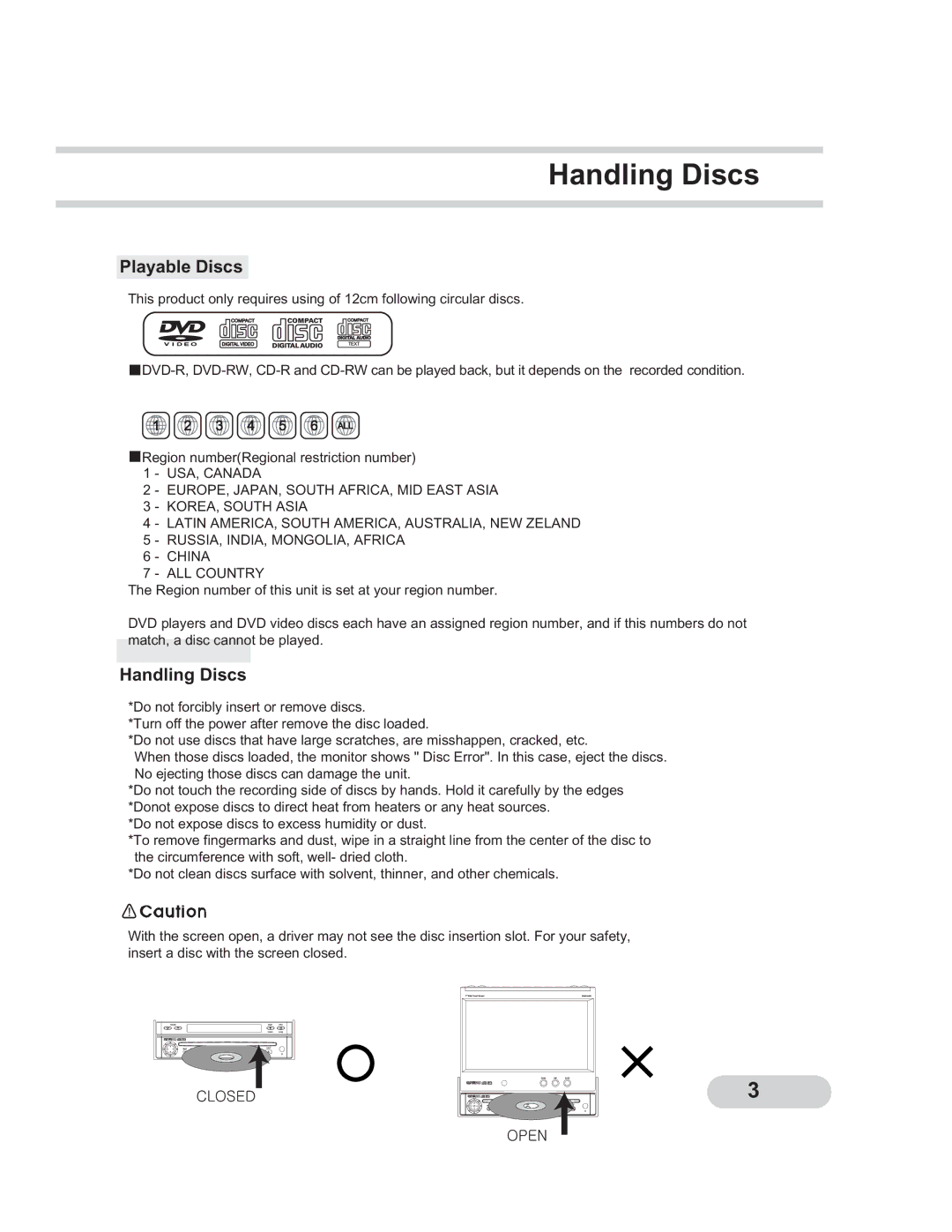 PYLE Audio PLTCDN7 manual Handling Discs, Playable Discs 