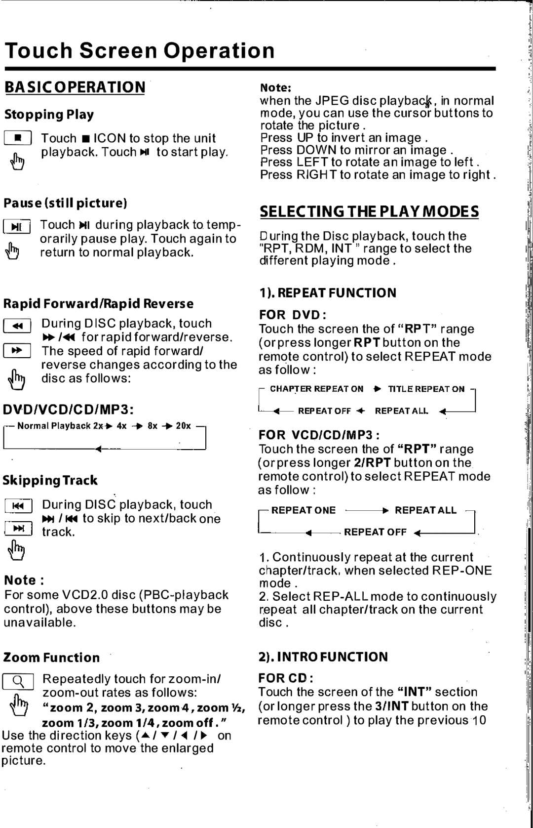 PYLE Audio PLTS73FX owner manual Basicoperation, Selecting Theplay Modes 