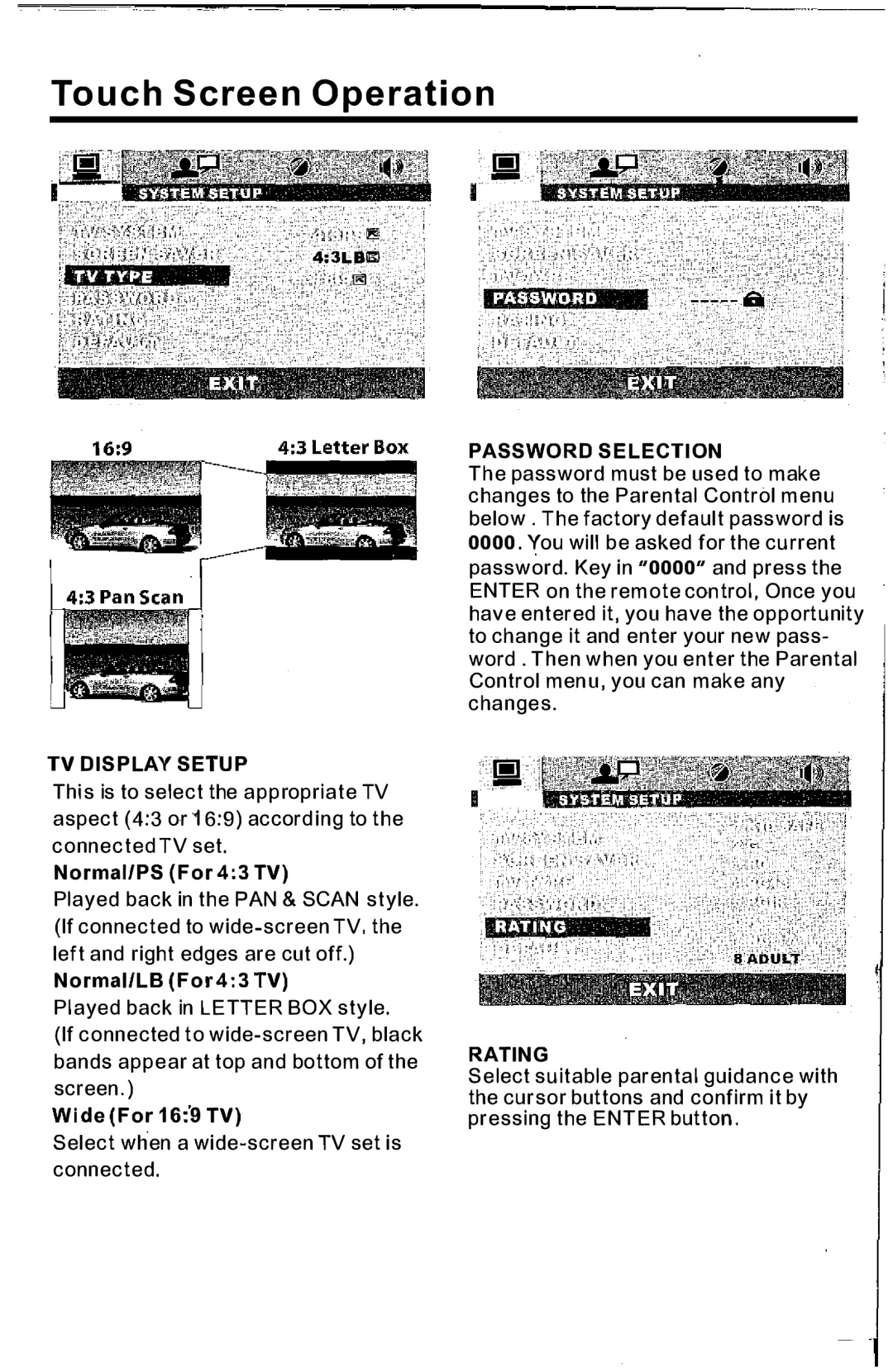 PYLE Audio PLTS73FX owner manual Select when a wide-screen TV set is connected 