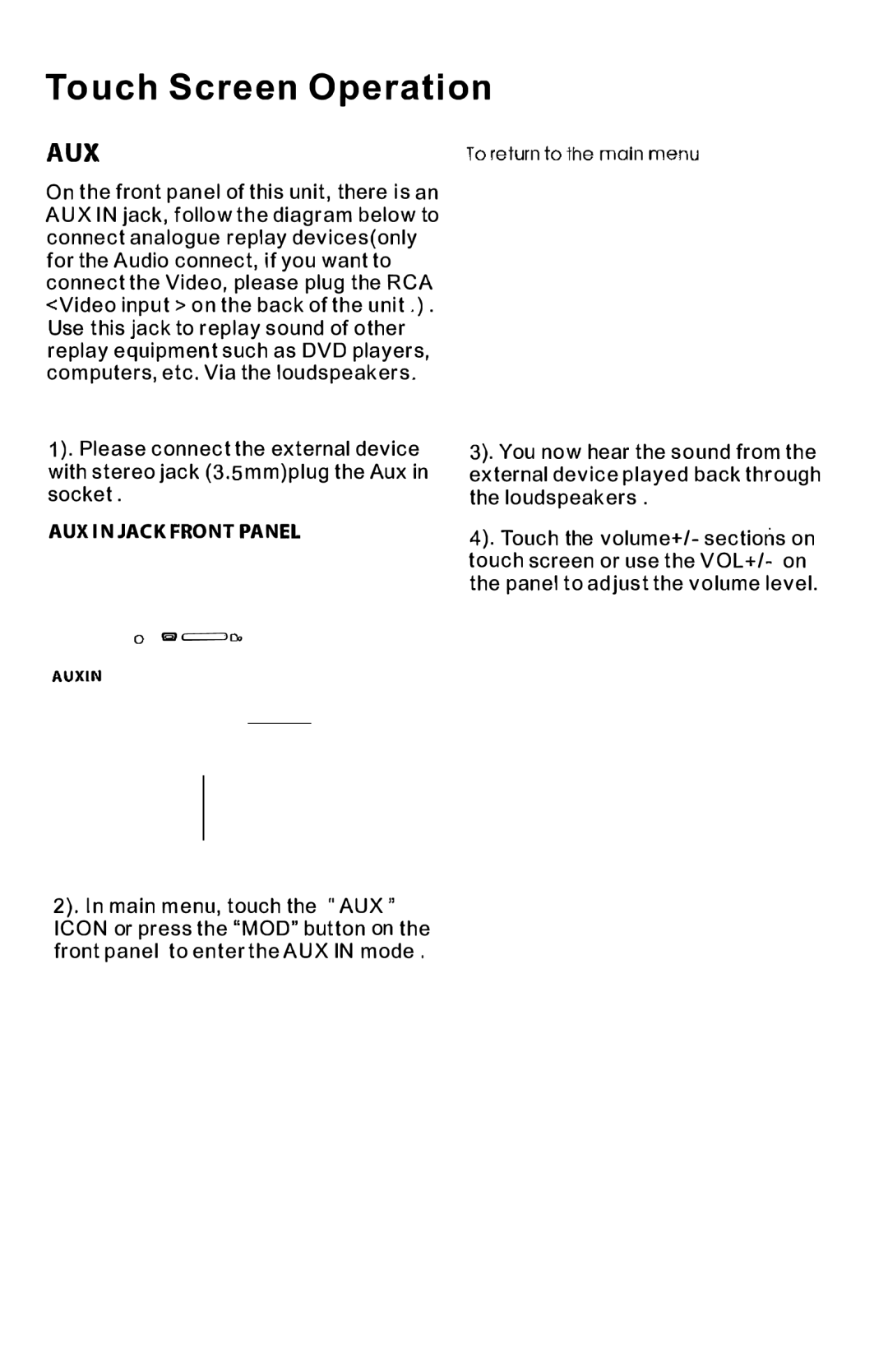 PYLE Audio PLTS73FX owner manual Lqf,grtlJ, AUXOperation 