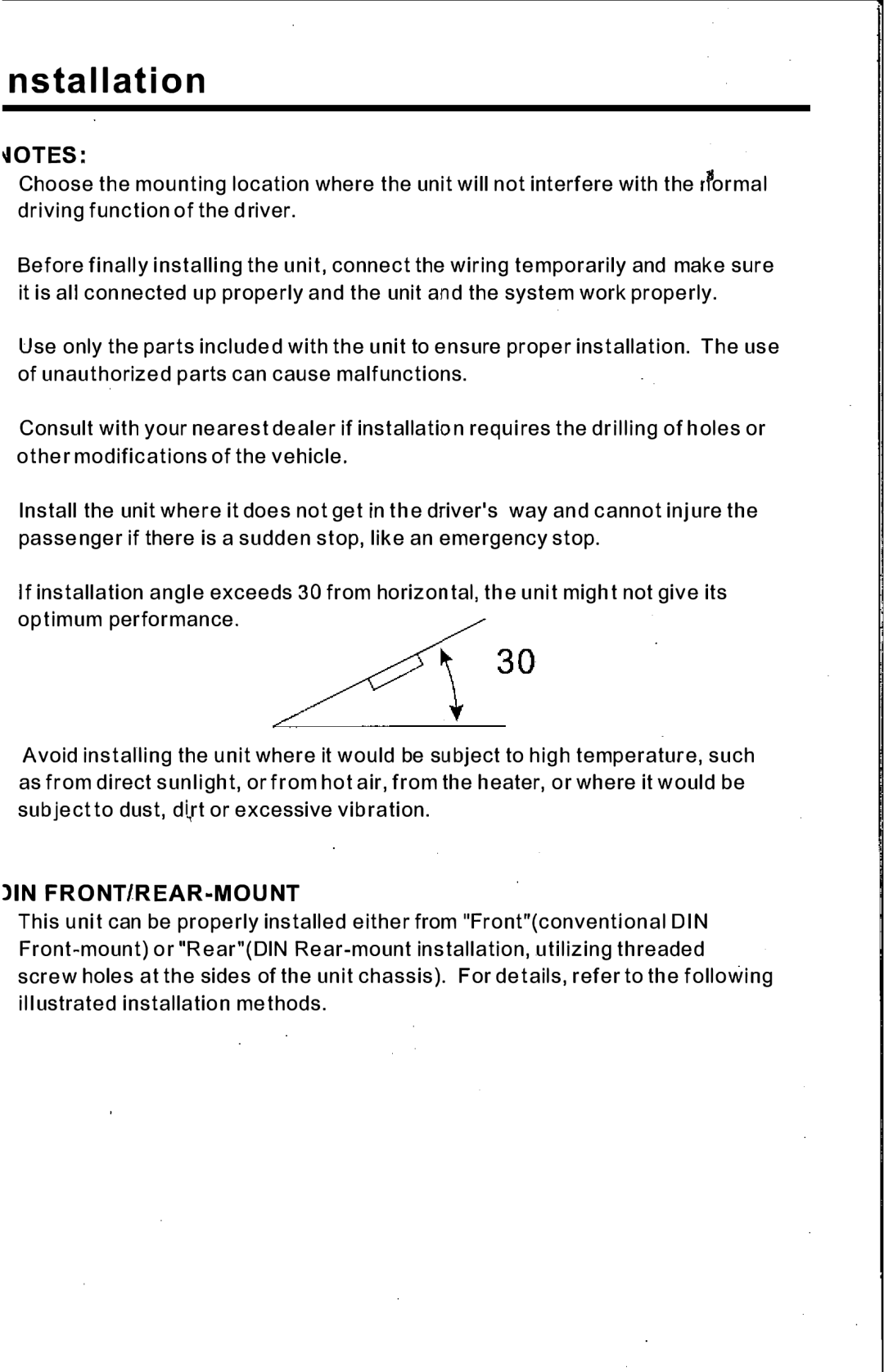 PYLE Audio PLTS73FX owner manual Nstallation 