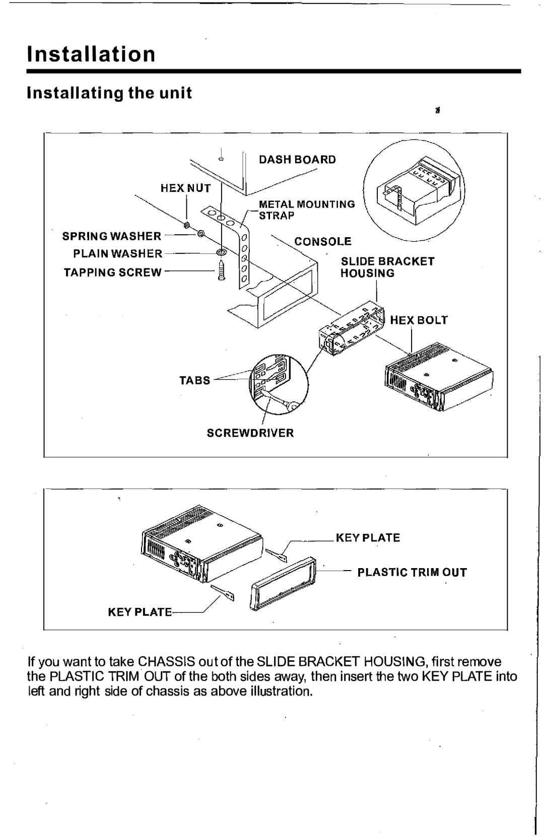 PYLE Audio PLTS73FX owner manual Installation, Installating the unit 