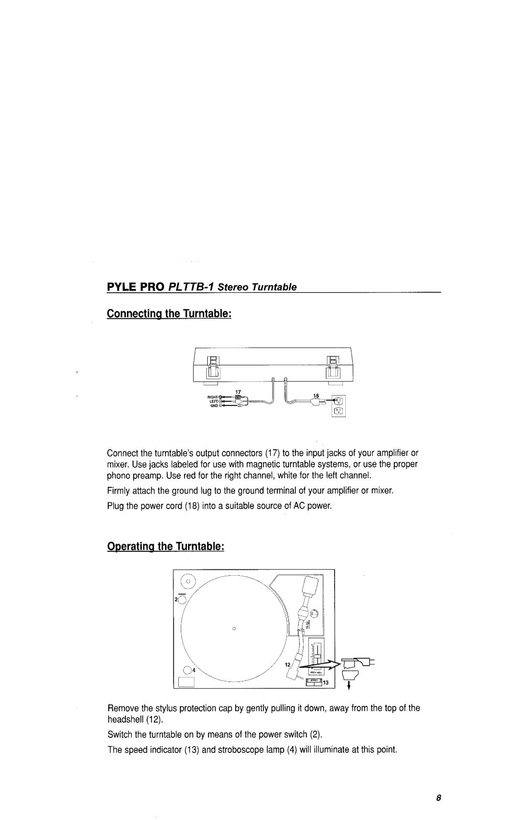 PYLE Audio PLTTB-1 manual 