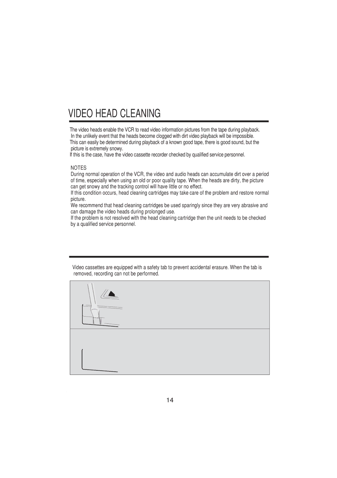 PYLE Audio PLTVCP85 manual Video Head Cleaning, Erasure Protection 