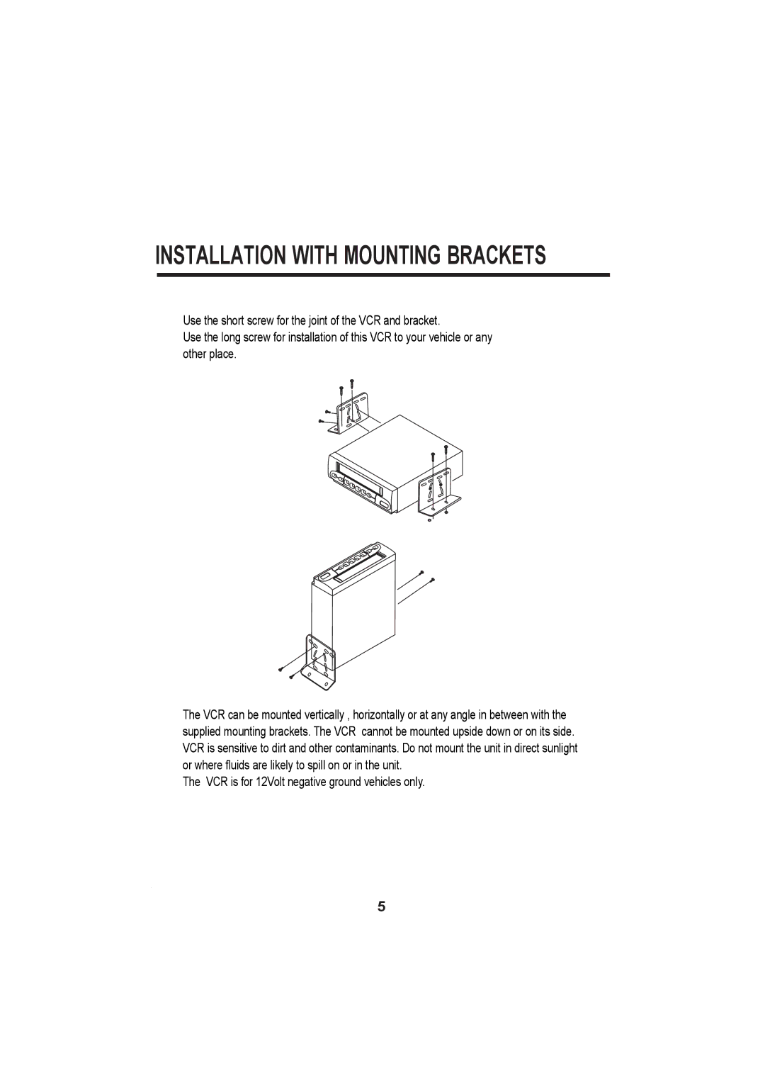 PYLE Audio PLTVCP85 manual Installation with Mounting Brackets 