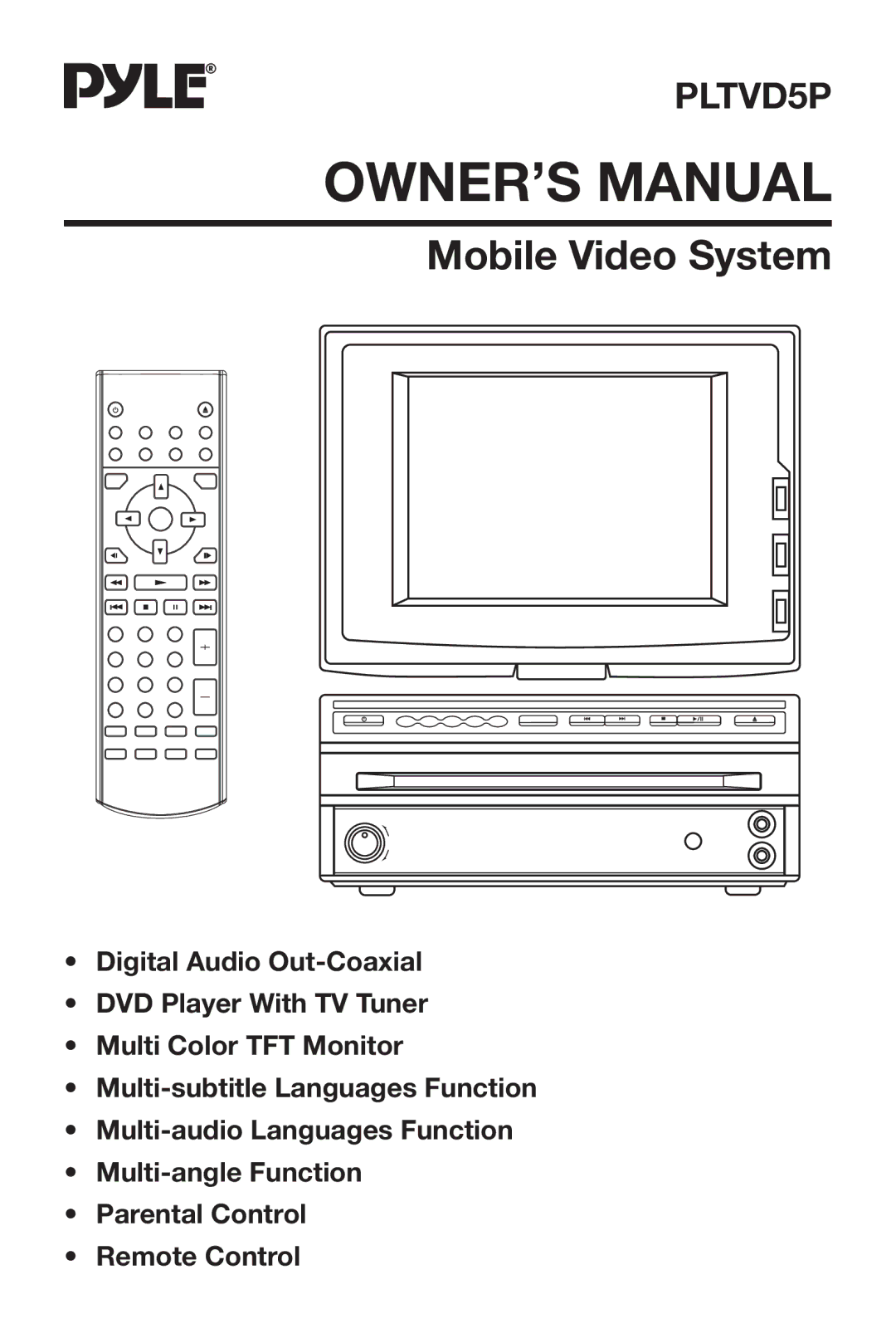 PYLE Audio PLTVD5P owner manual Ownerõs Manual 