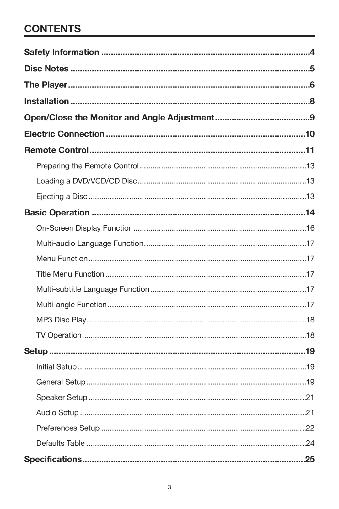 PYLE Audio PLTVD5P owner manual Contents 