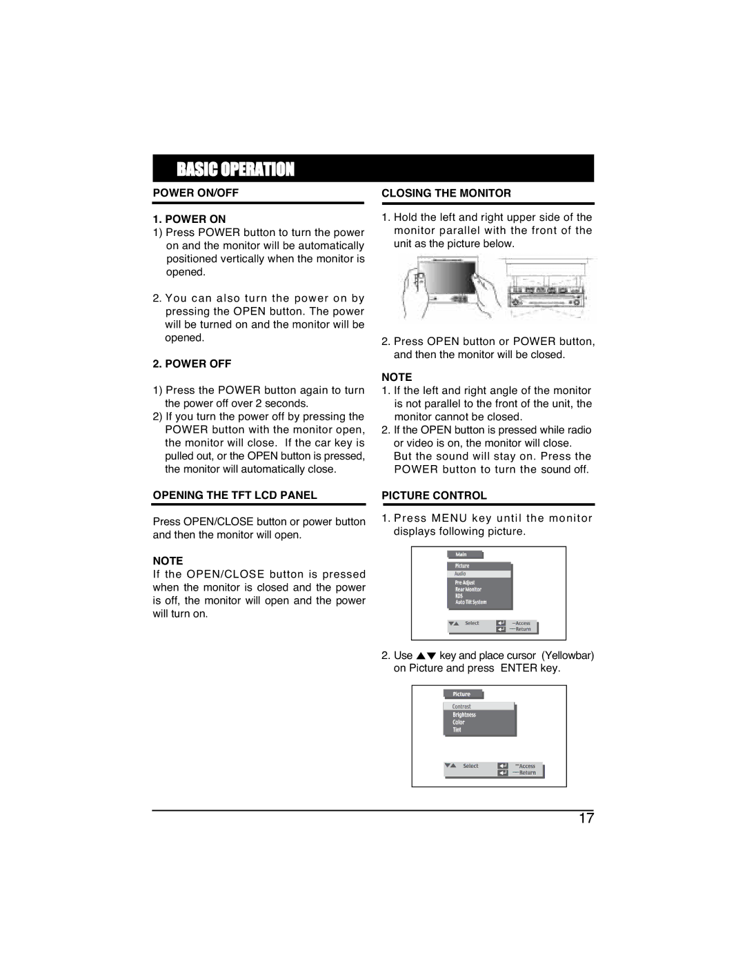 PYLE Audio PLTVD7IN manual Basic Operation 