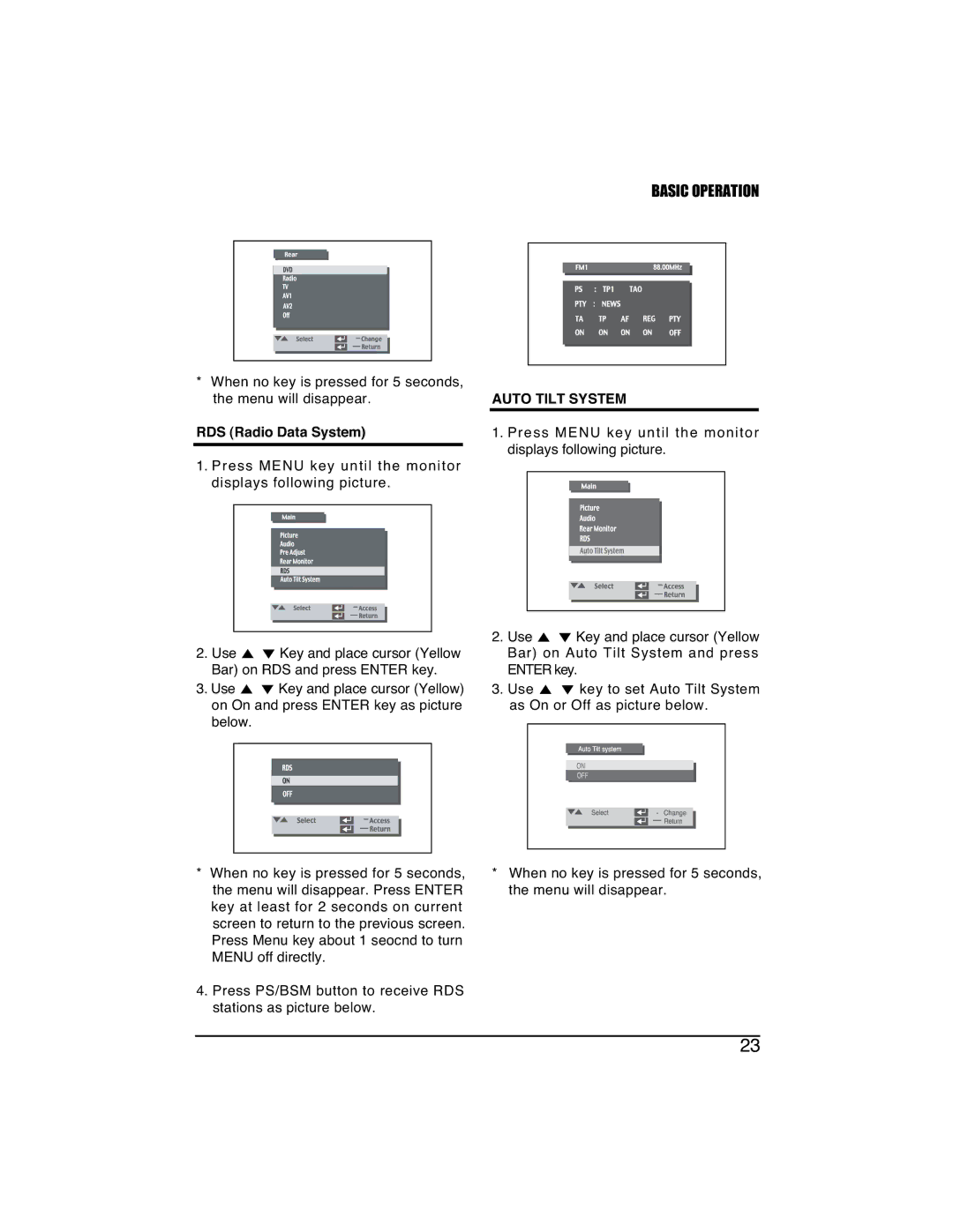 PYLE Audio PLTVD7IN manual RDS Radio Data System, Auto Tilt System 