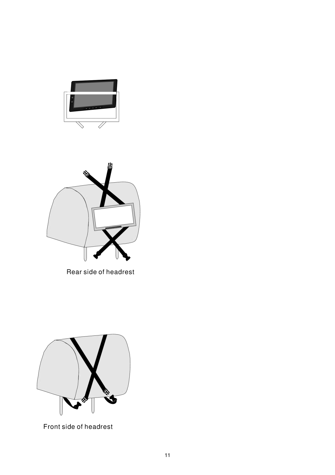 PYLE Audio PLVHR72 instruction manual Rear side of headrest Front side of headrest 