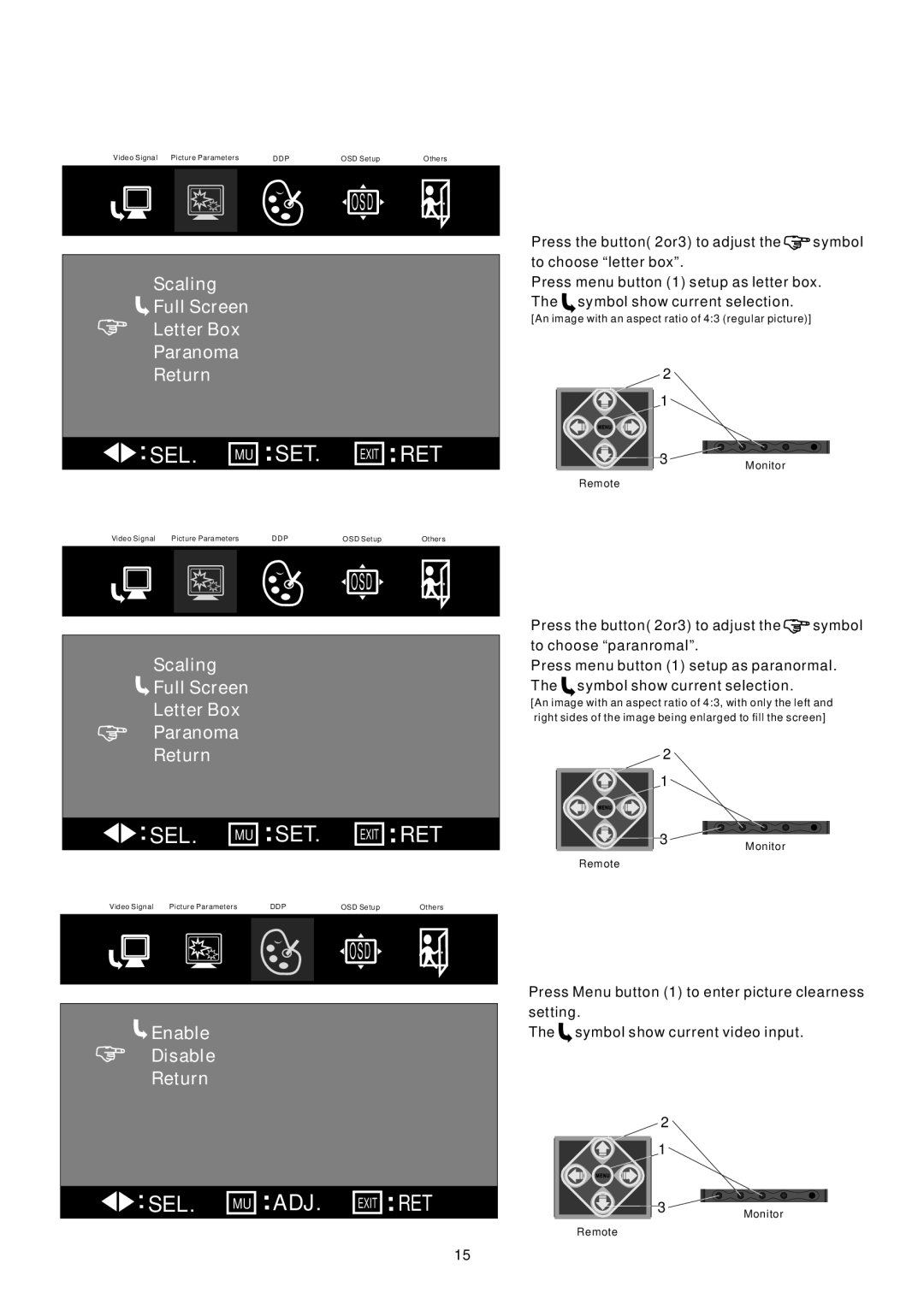 PYLE Audio PLVHR72 instruction manual Sel Set, Sel Mu Adj 