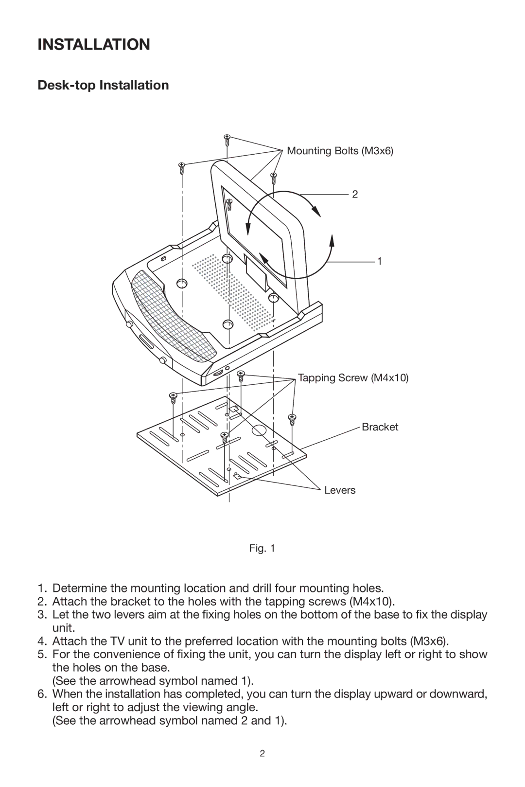 PYLE Audio PLVRL6400 owner manual Desk-top Installation 