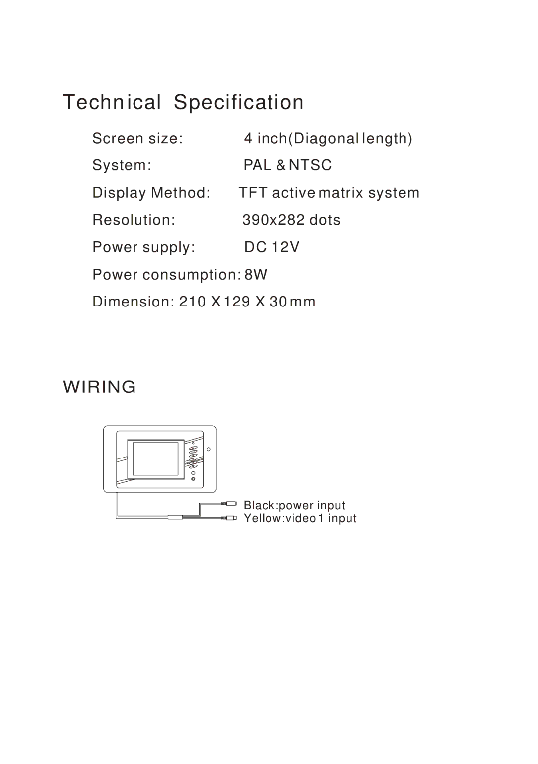 PYLE Audio PLVS420 instruction manual Technical Specification, Wiring 