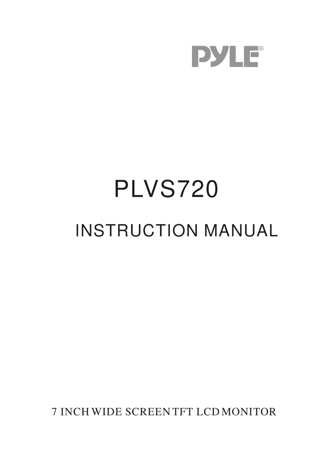 PYLE Audio PLVS720 instruction manual Inch Wide Screen TFT LCD Monitor 