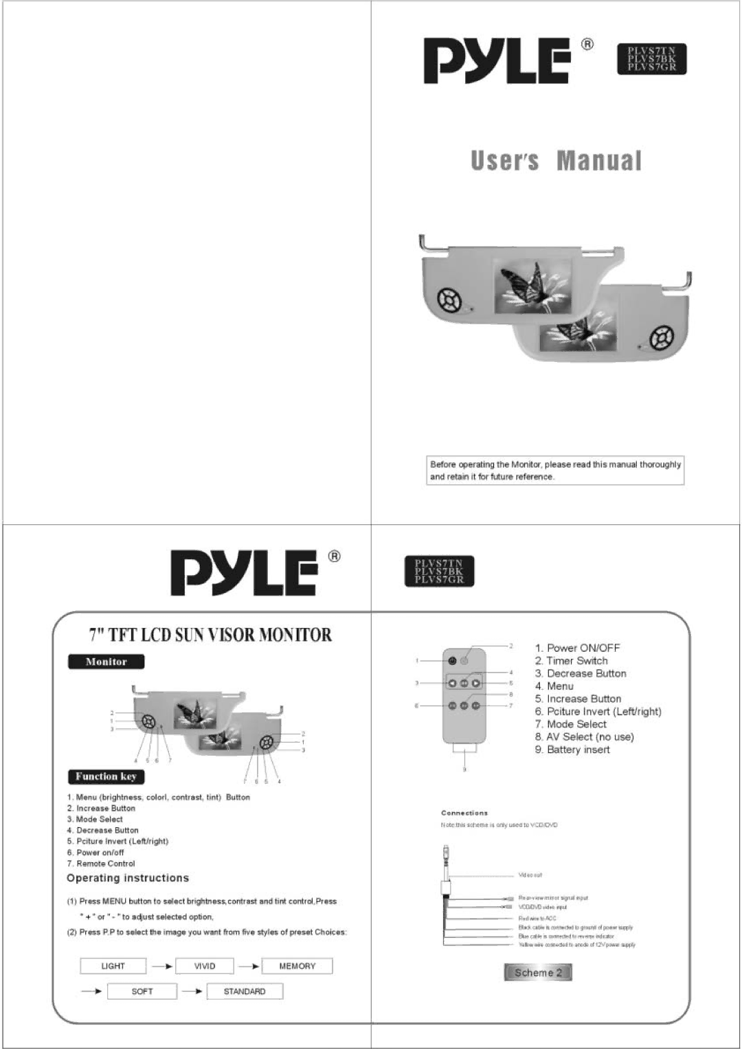 PYLE Audio PLVS7BK manual 