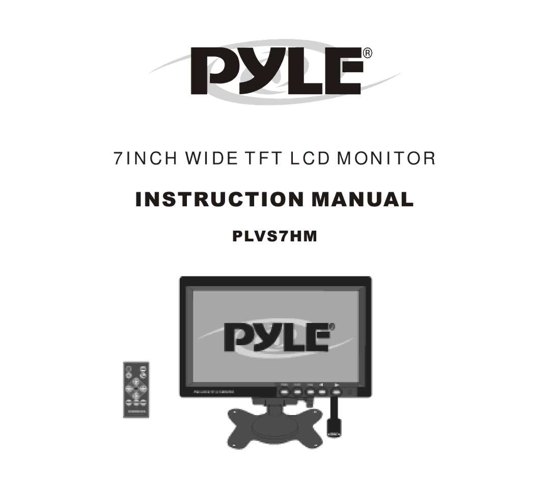 PYLE Audio PLVS7HM manual 7INCH Wide TFT LCD Monitor 