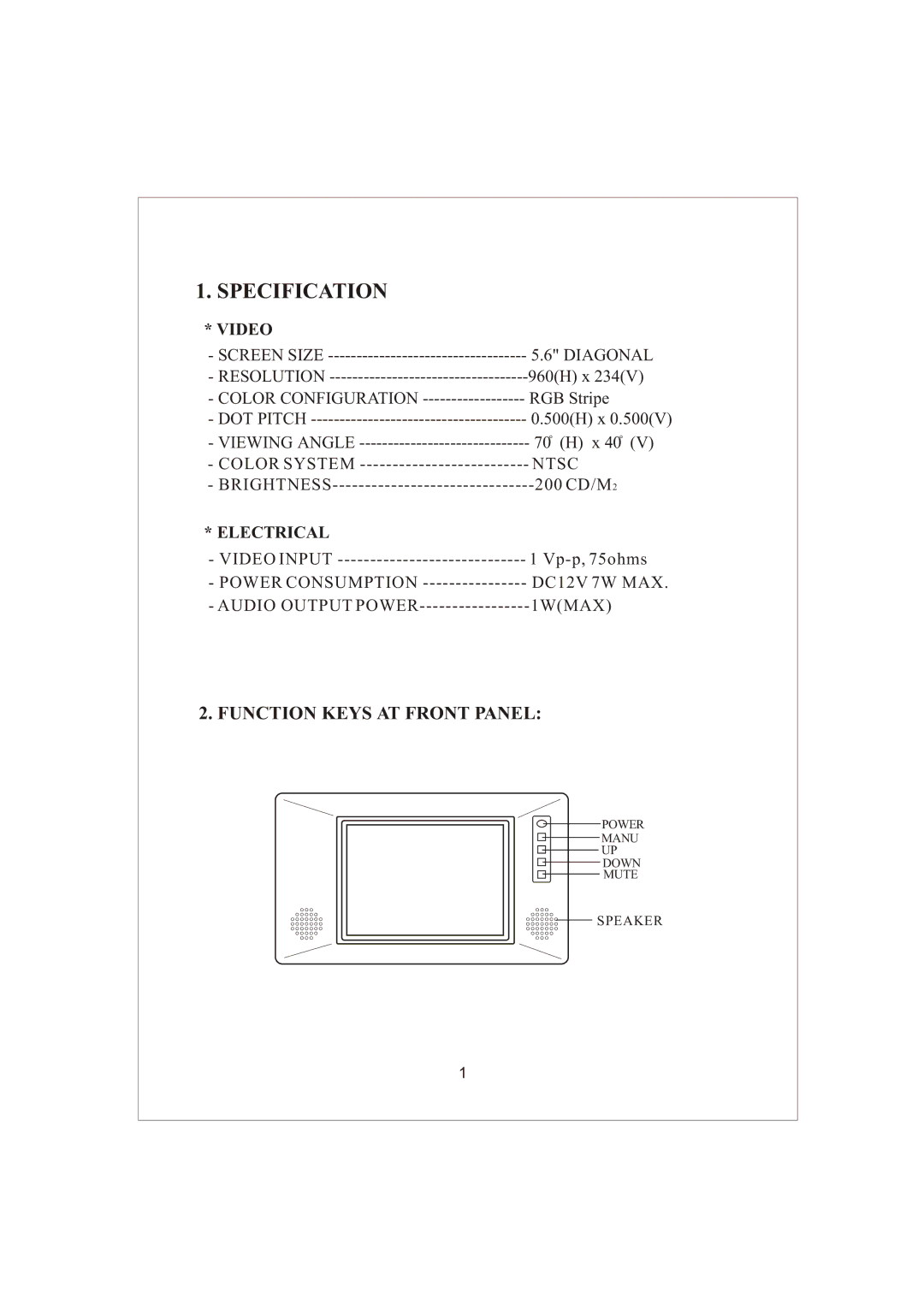 PYLE Audio PLVSMN56 manual Specification 