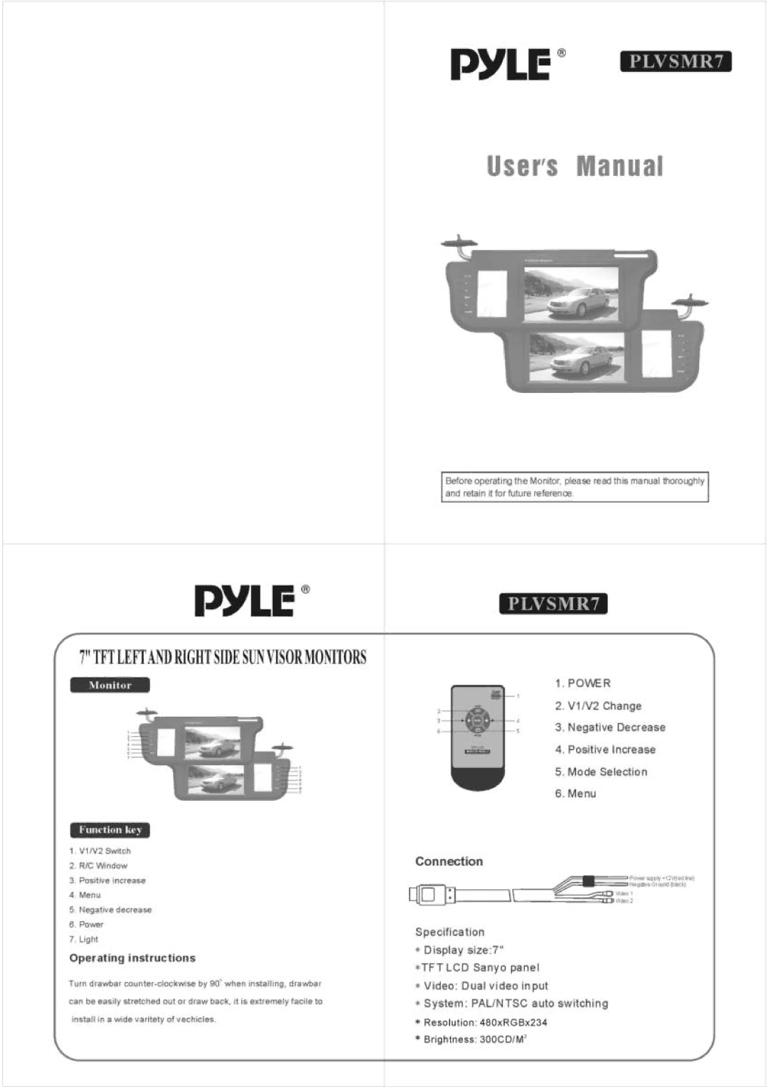 PYLE Audio PLVSMR7 manual 