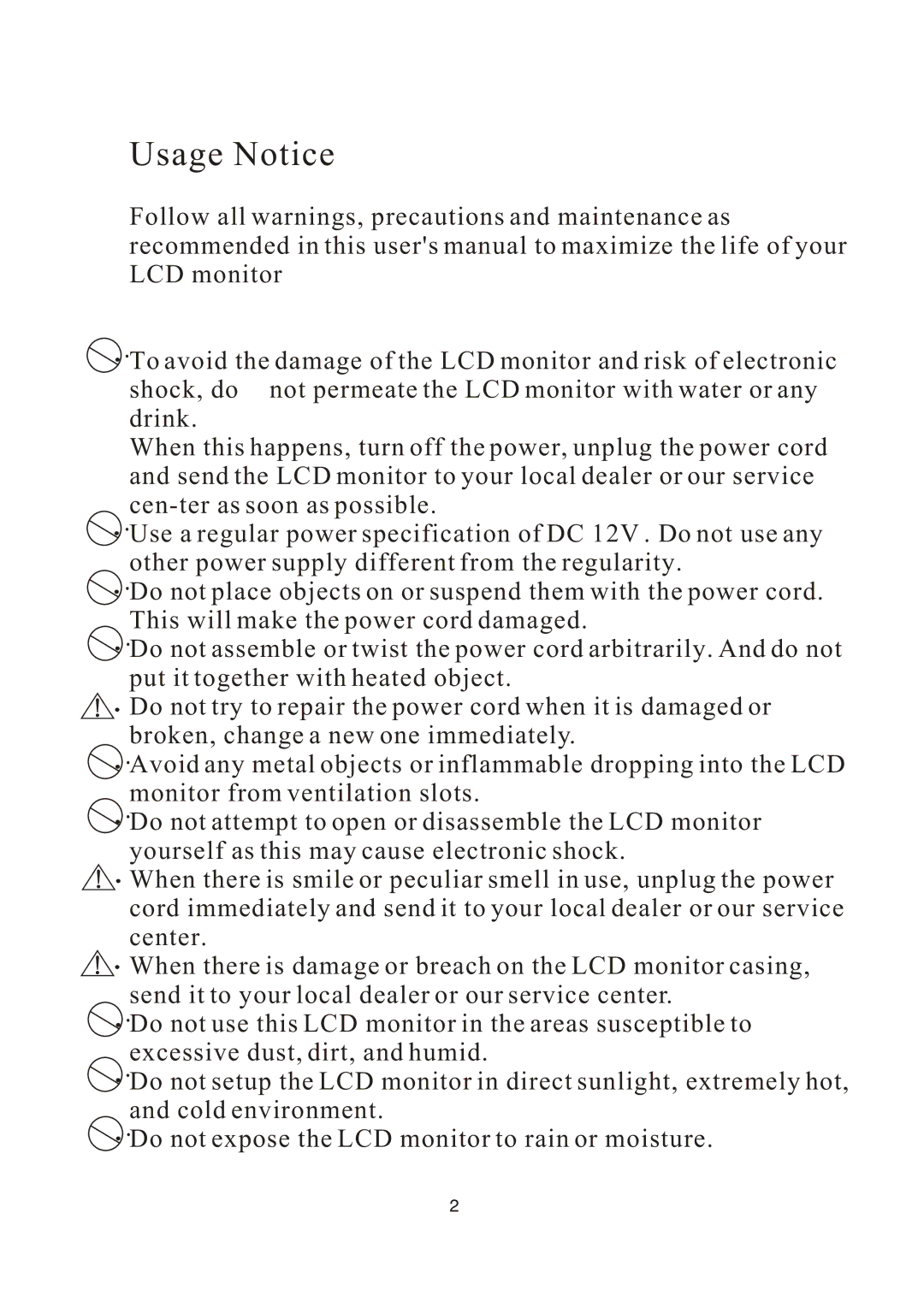 PYLE Audio PLVW1040R manual Usage Notice 