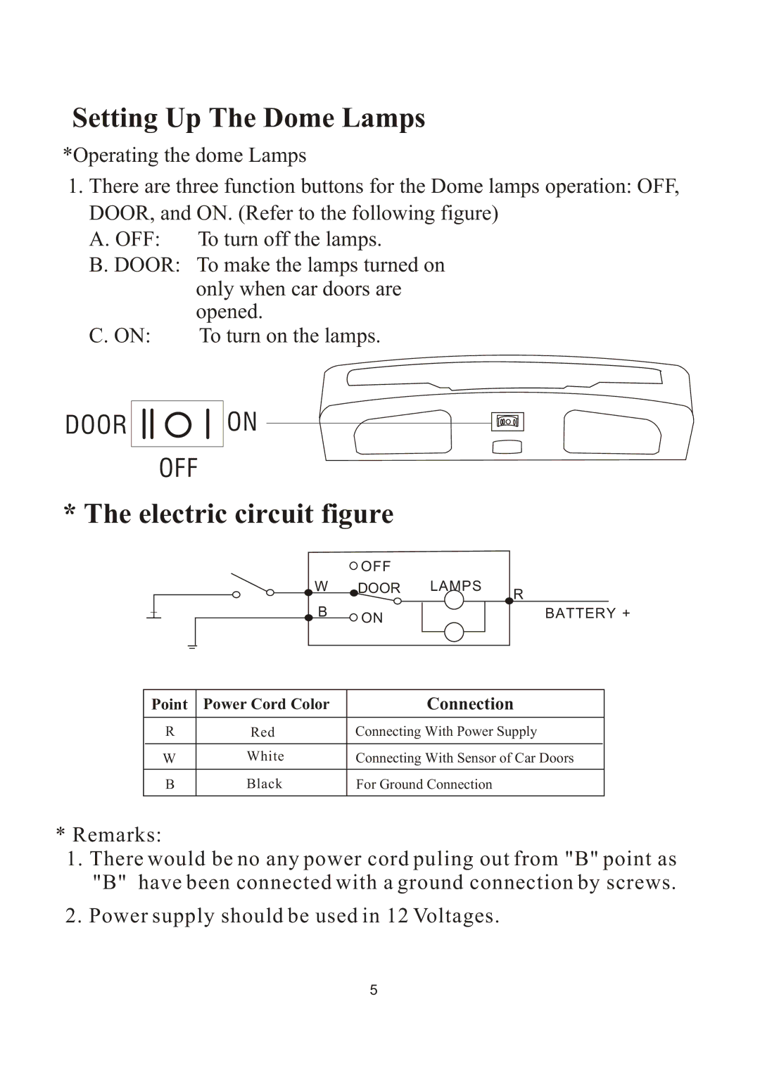 PYLE Audio PLVW1040R manual Setting Up The Dome Lamps 