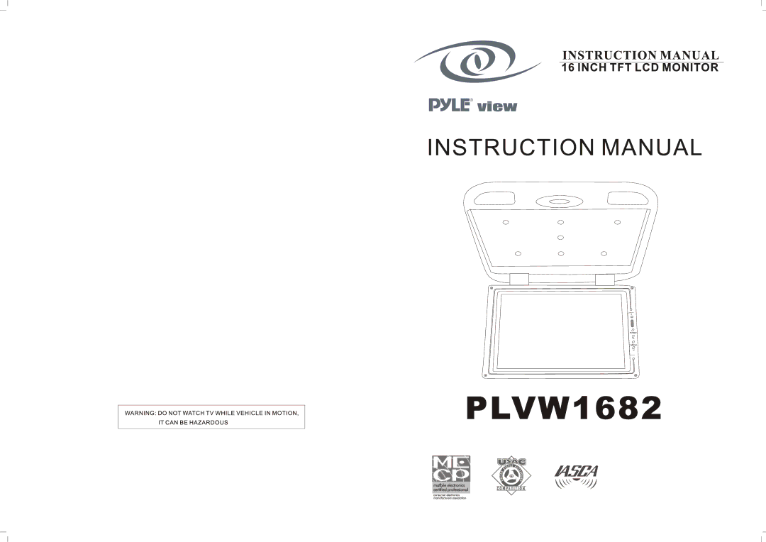 PYLE Audio PLVW1682 manual 